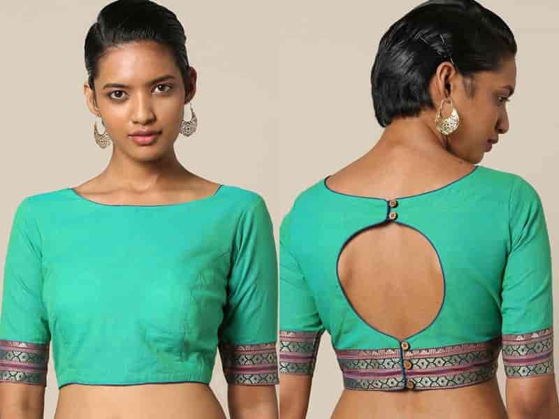 Simple Blouse With Cut Out Back and Silk Border